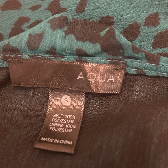 AQUA Elegant Teal Animal Print Blouse - Picture 2 of 7